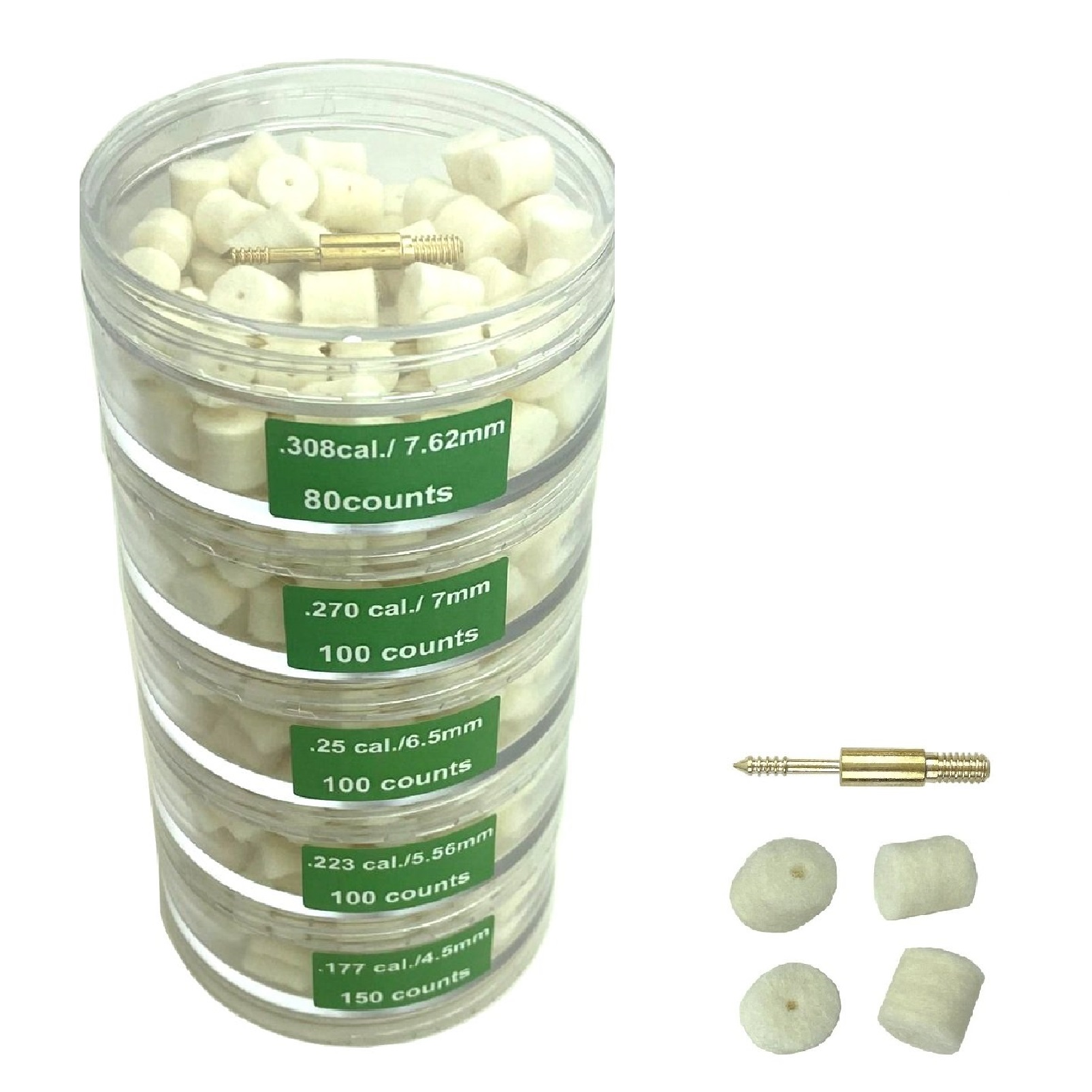 Gun Cleaning Wool Pellets Cases cylindrical Screw together packed