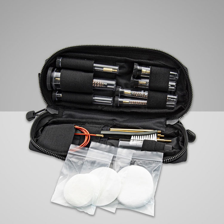 Molle System Gun Cleaning Kit for Rifles .177cal. ແລະ .223cal. ມີ 5 ເຊືອກເຮັດຄວາມສະອາດແລະ 1 ສາຍຍືດຫຍຸ່ນ