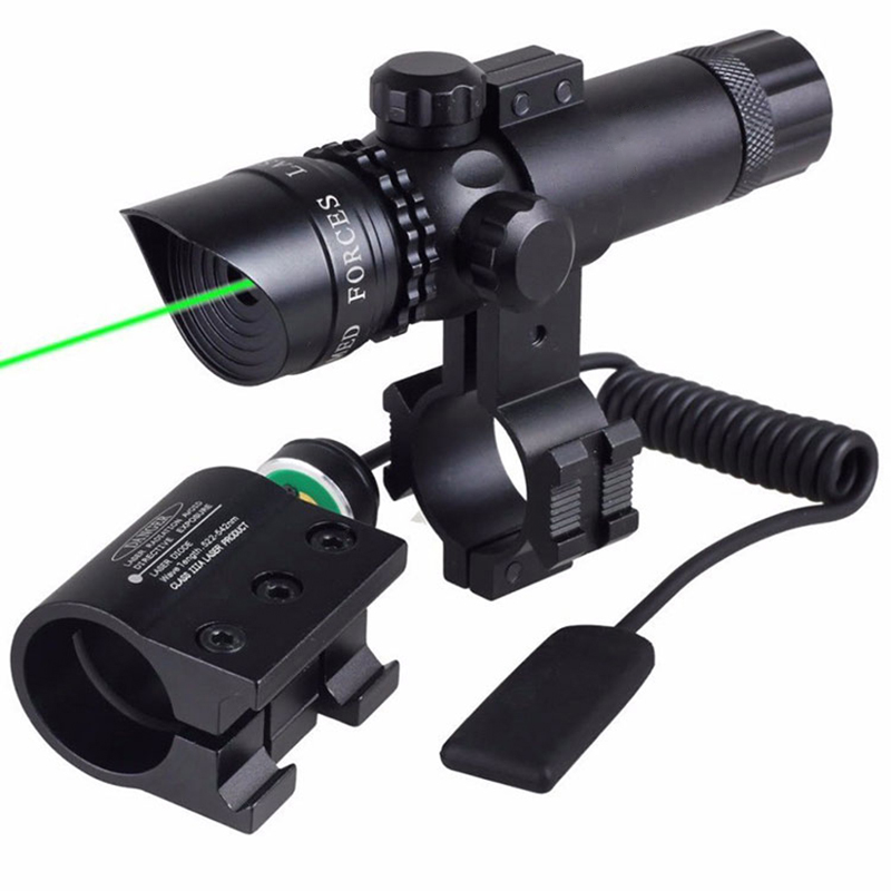 Tactical Adjustment Switch Laser Sight Compact Rifle Gun Green Laser Sight With 2 Mounts Rail for Gun Laser Sight